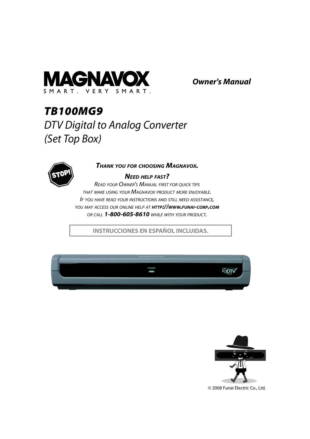 Magnavox TB100MG9 owner manual Instrucciones En Español Incluidas, DTV Digital to Analog Converter Set Top Box 
