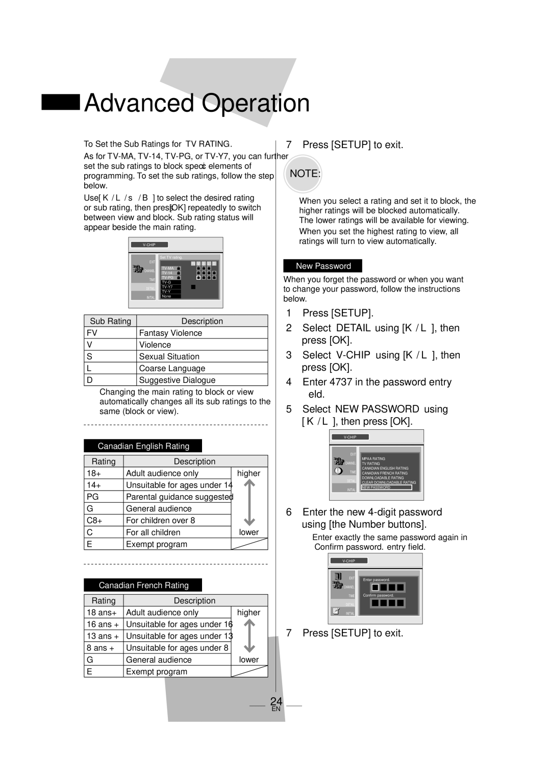 Magnavox TB100MW9A owner manual Select NEW Password using K / L , then press OK 