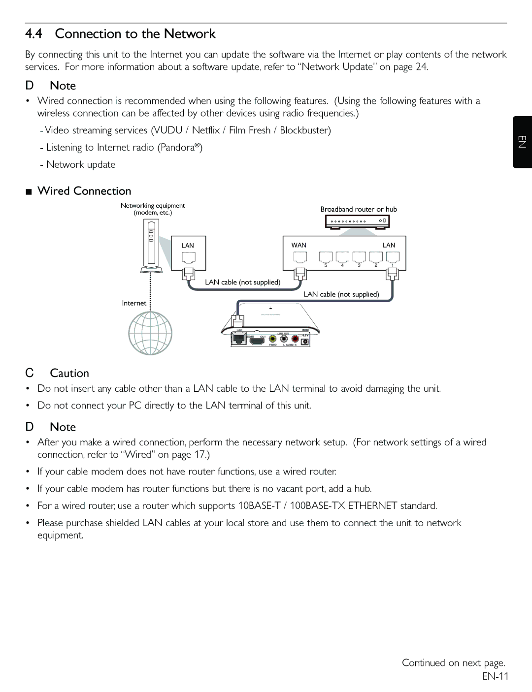 Magnavox TB600MG2F owner manual Connection to the Network, Wired Connection 