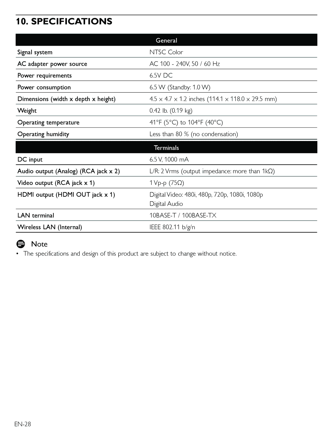 Magnavox TB600MG2F owner manual Specifications, General 