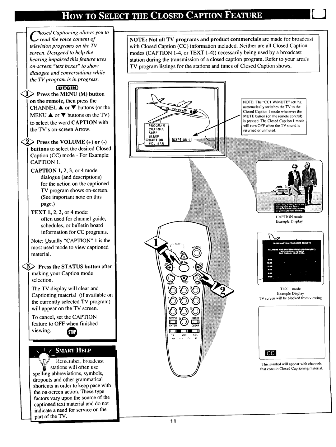 Magnavox TS 2775 owner manual Press the Volume + or -buttons to select the desired Closed, Mute 