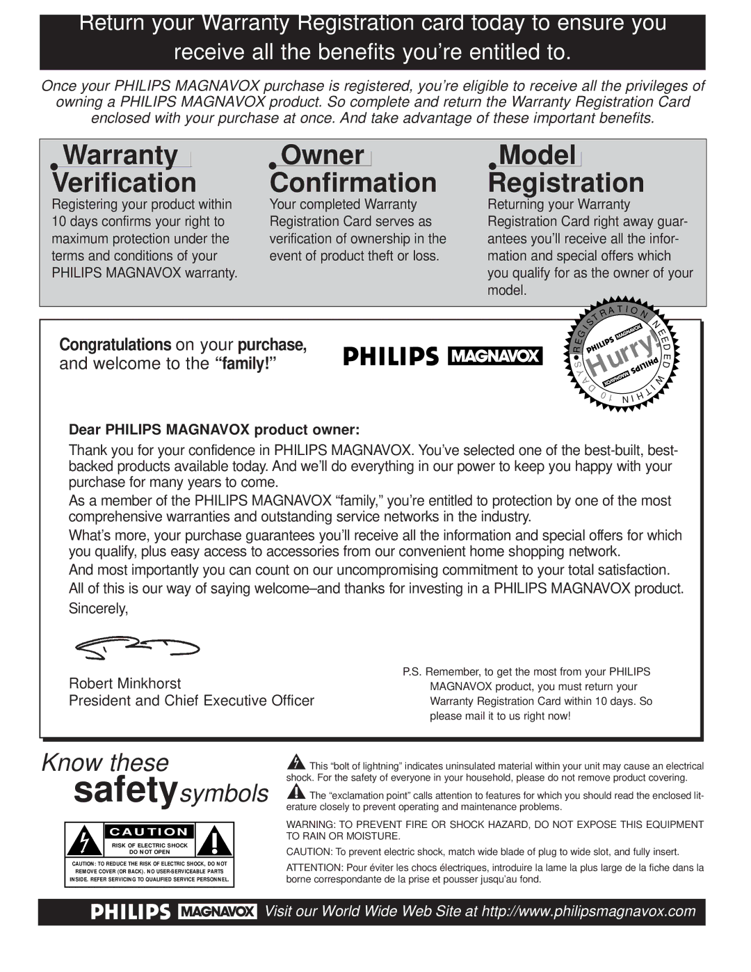 Magnavox TS2746C1 manual Warranty Verification 