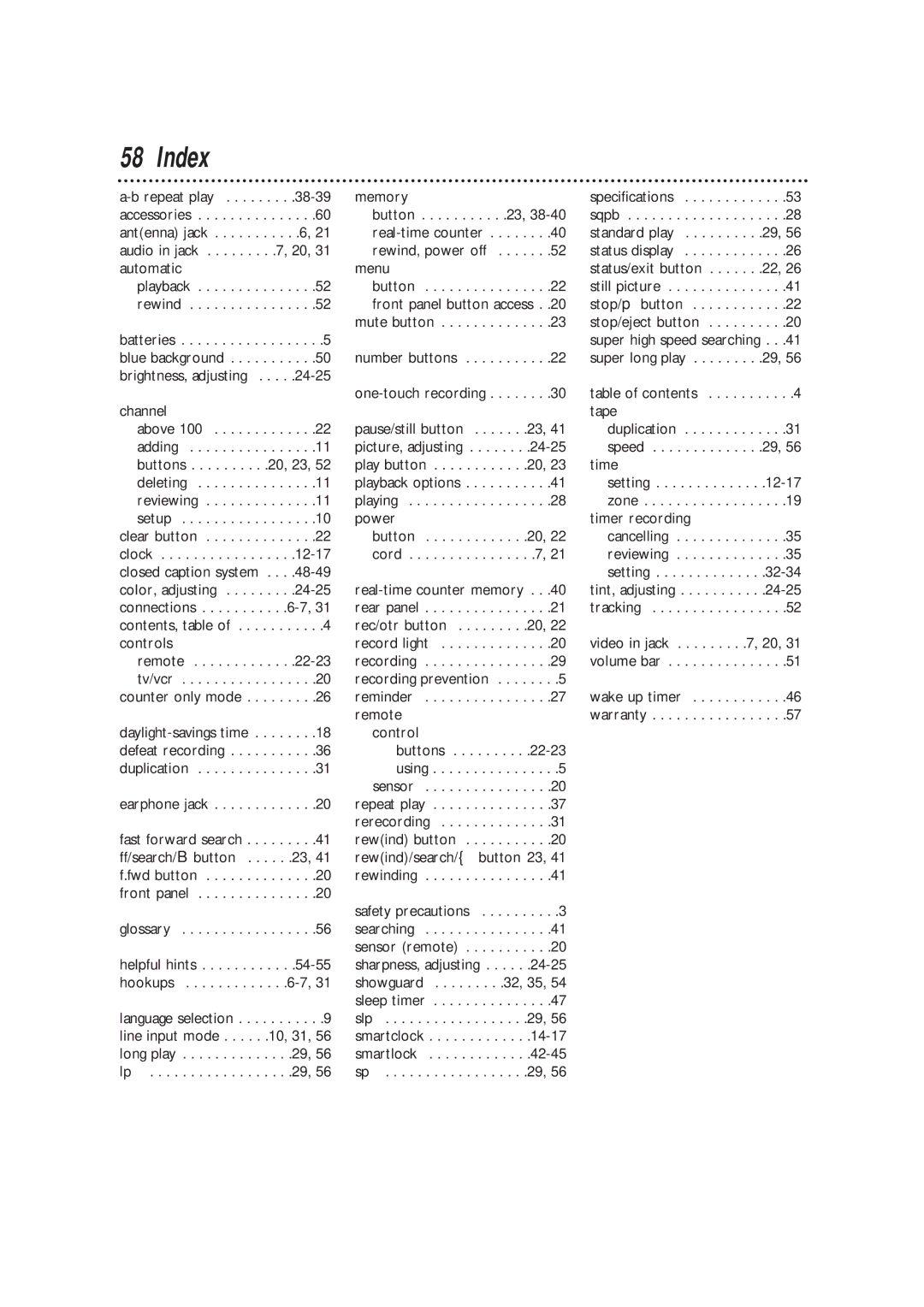 Magnavox TVCRCC13B1MG, CC19B1MG owner manual Index 