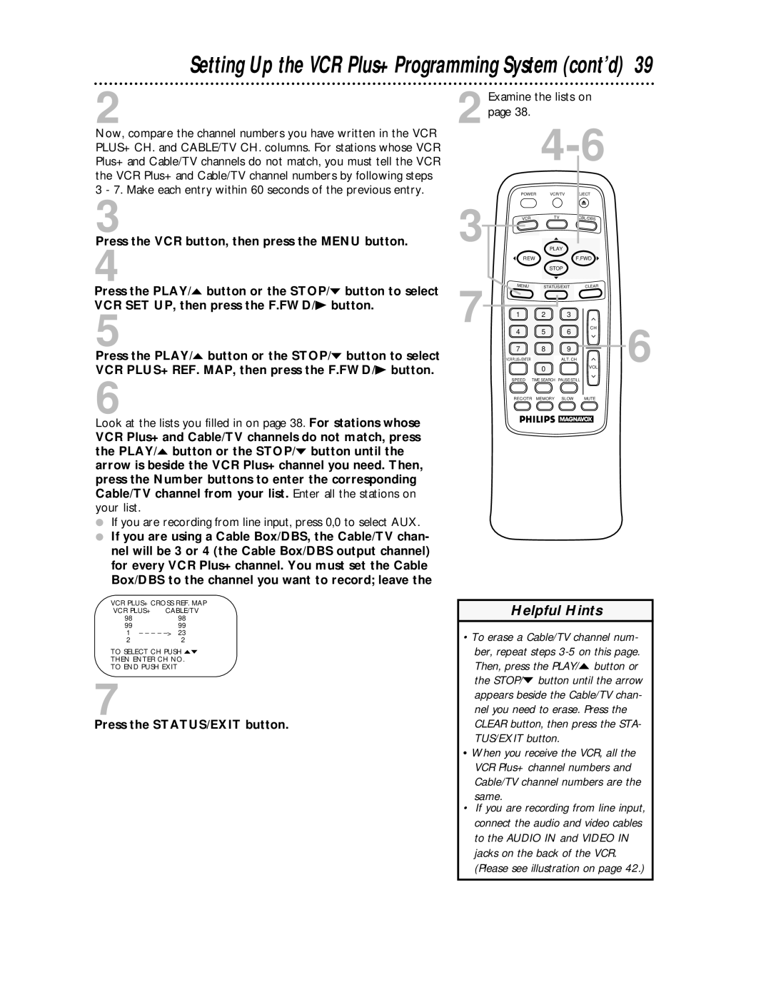 Magnavox VRA431AT99 owner manual Setting Up the VCR Plus+ Programming System cont’d 