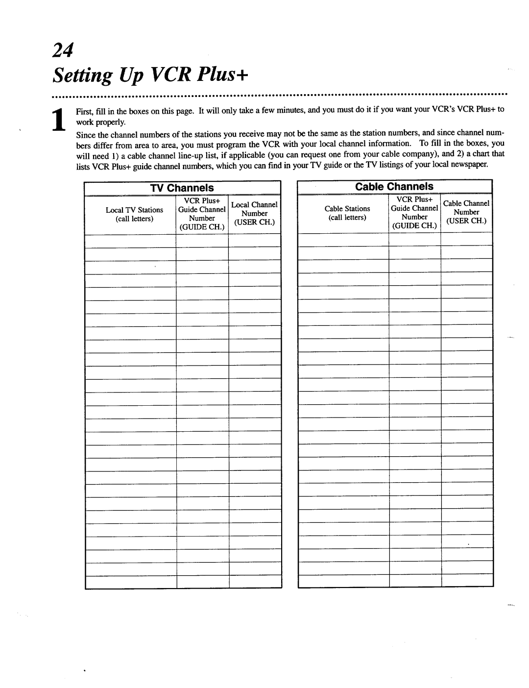 Magnavox VRT642 owner manual Setting Up VCR Plus+, User CH 