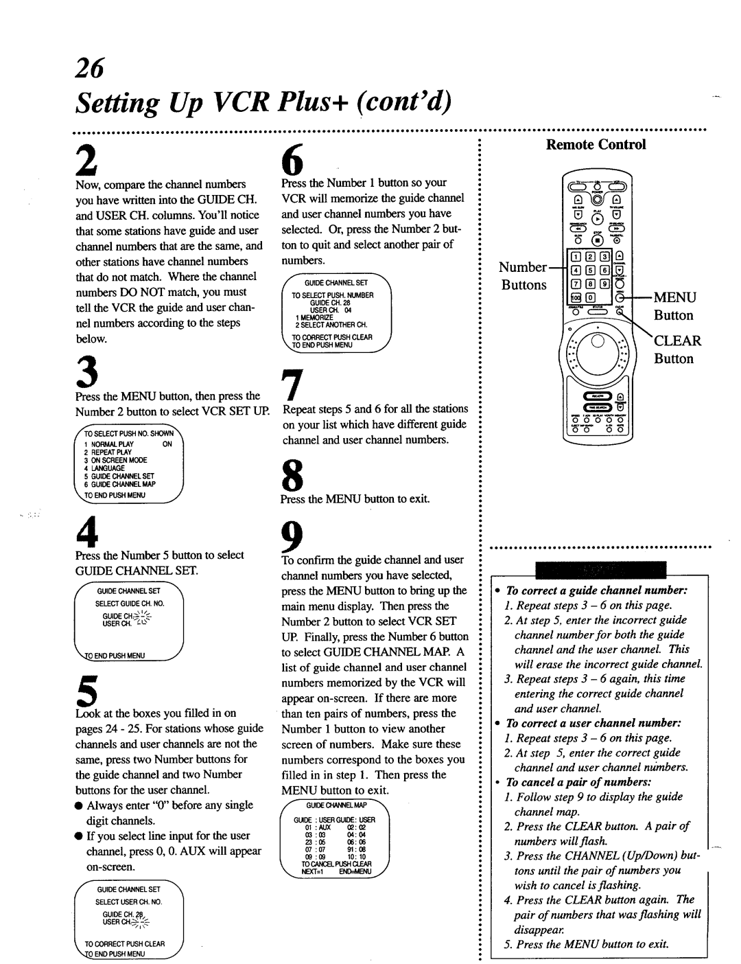 Magnavox VRT642 owner manual Setting Up VCR, Plus+ contd, Number Buttons, Guide Channel SET 