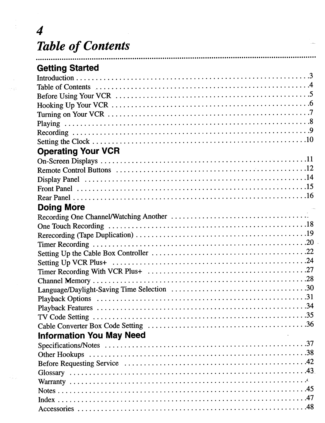 Magnavox VRT642 owner manual Contents 