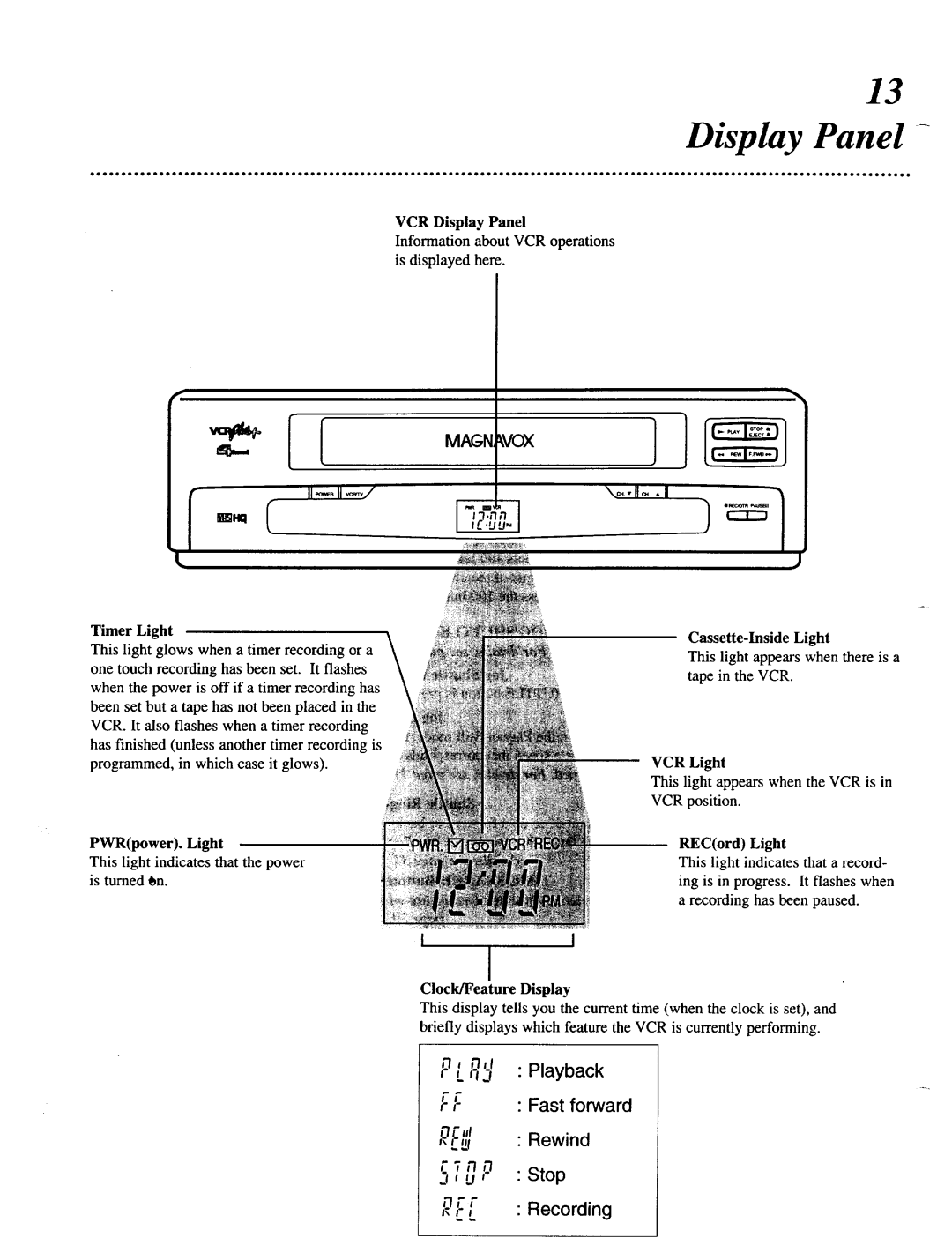 Magnavox VRU344AT manual Information about VCR operations is displayed here, Recording has been paused 