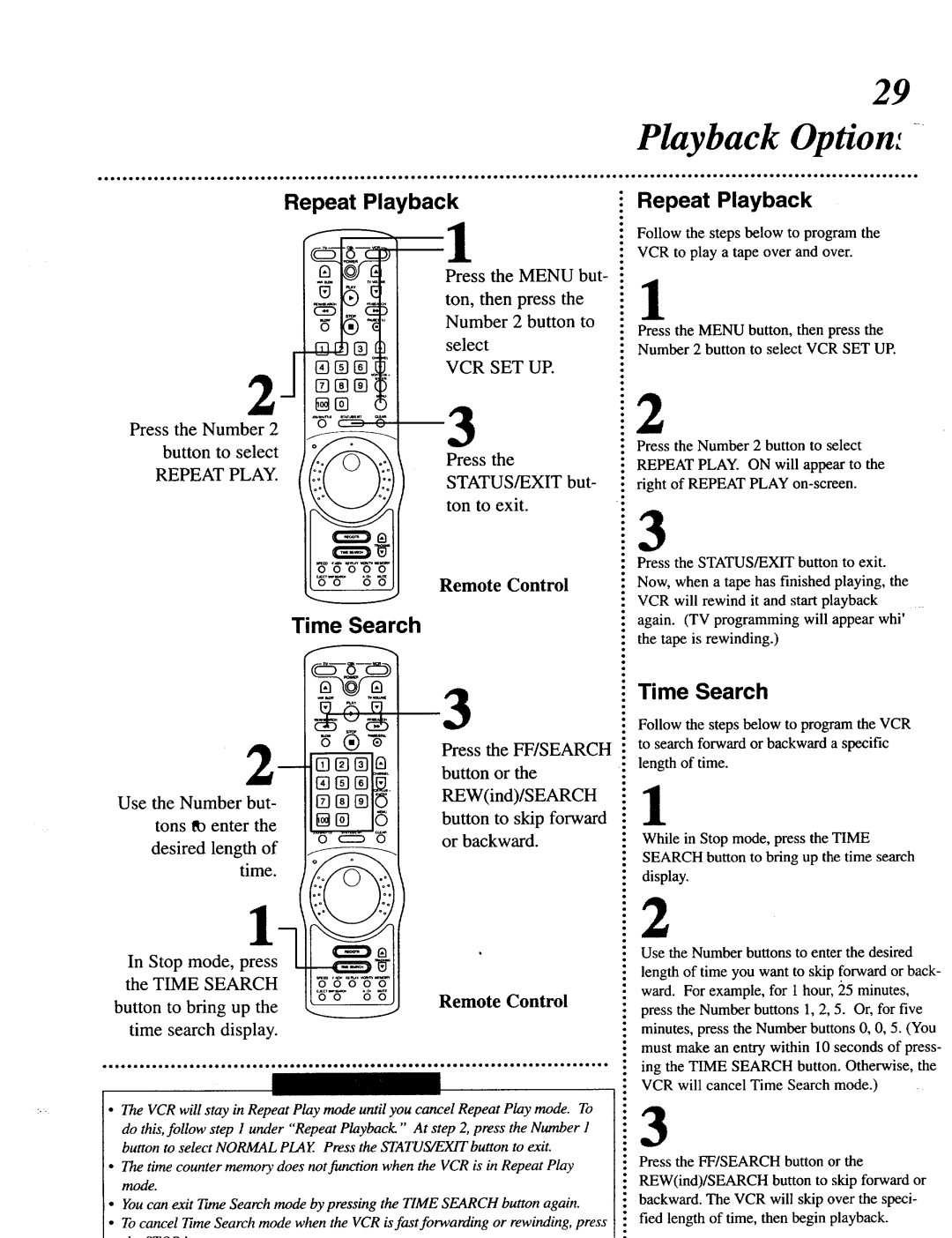 Magnavox VRU344AT manual Playback Option, Repeat Playback, Time Search 