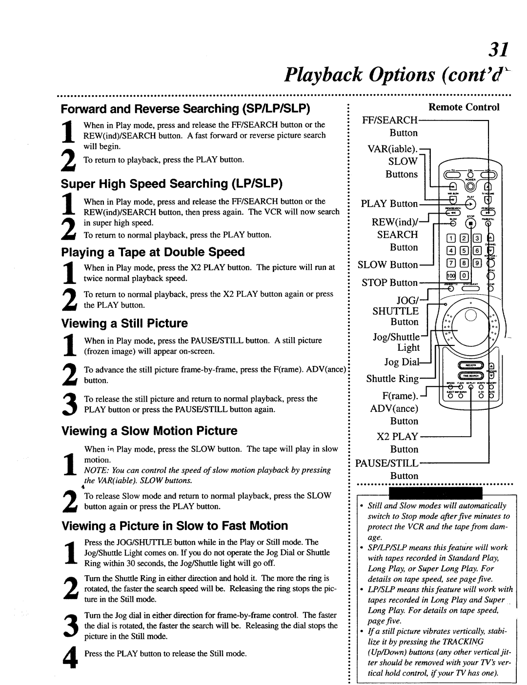 Magnavox VRU344AT manual Playback, Options contd 