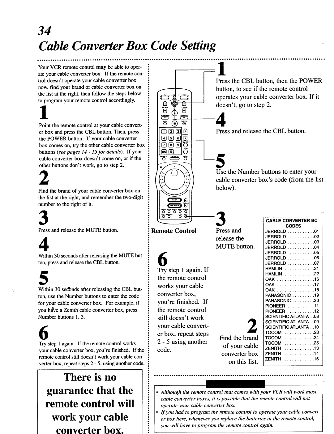 Magnavox VRU344AT manual Cable Converter Box, Code Setting, Press Release 