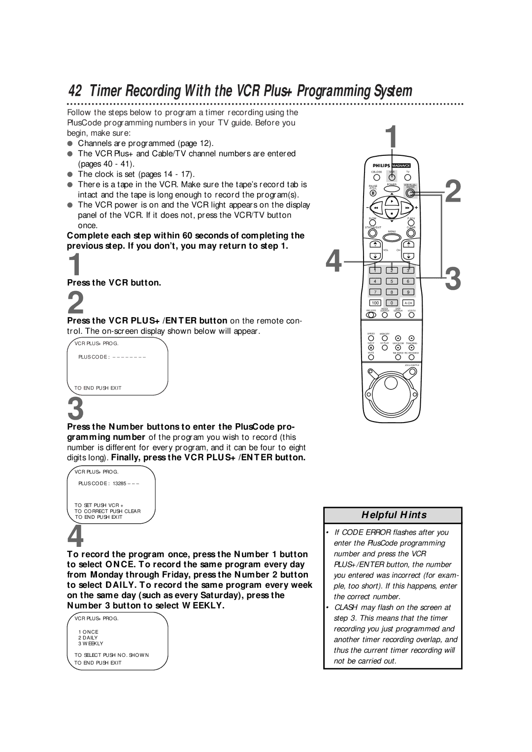 Magnavox VRX562AT99 warranty Once, Complete each step within 60 seconds of completing 