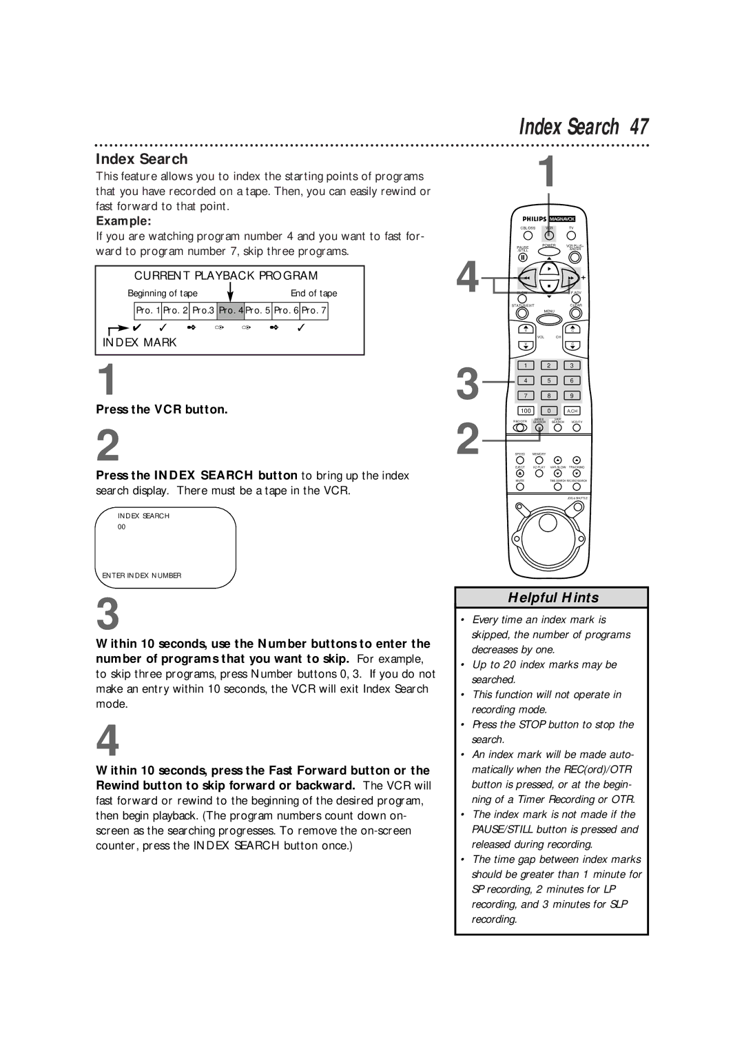 Magnavox VRX562AT99 warranty Index Search, Example 