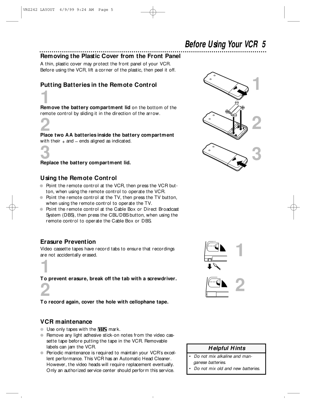 Magnavox VRZ242AT owner manual Before Using Your VCR 