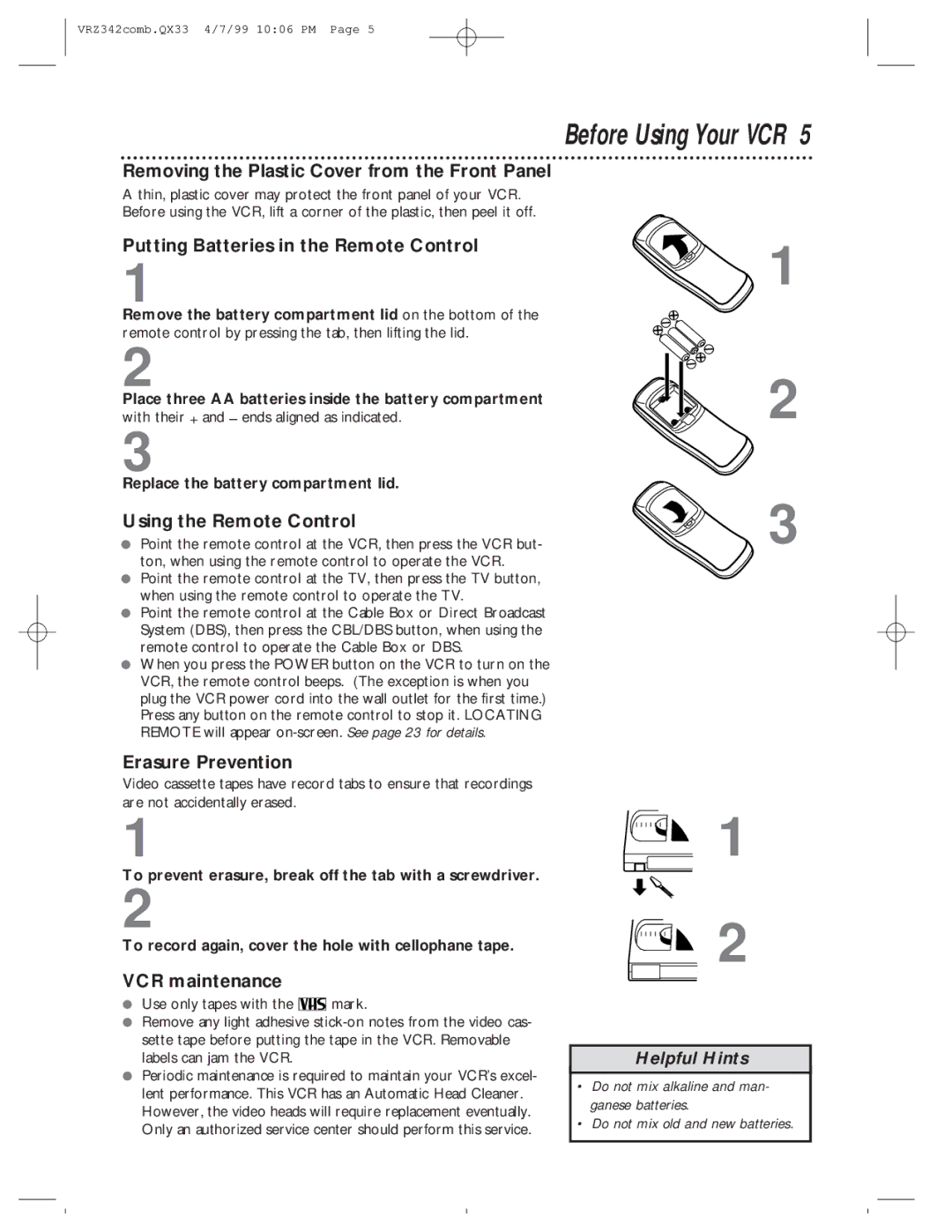 Magnavox VRZ342AT99 owner manual Before Using Your VCR 