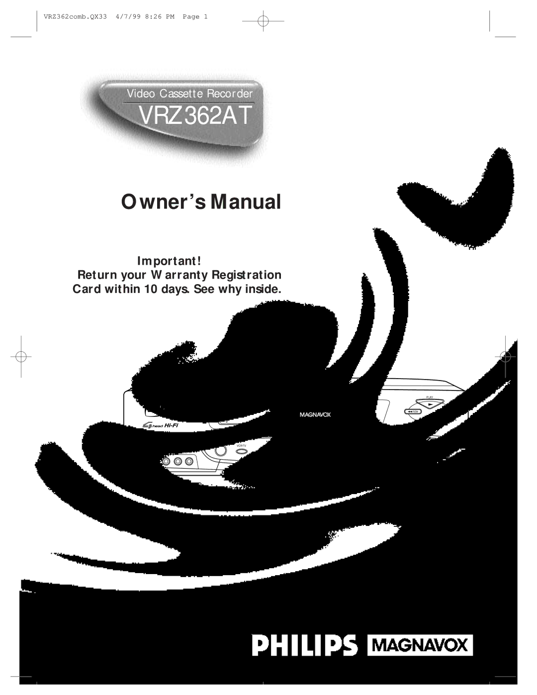 Magnavox VRZ362AT owner manual 
