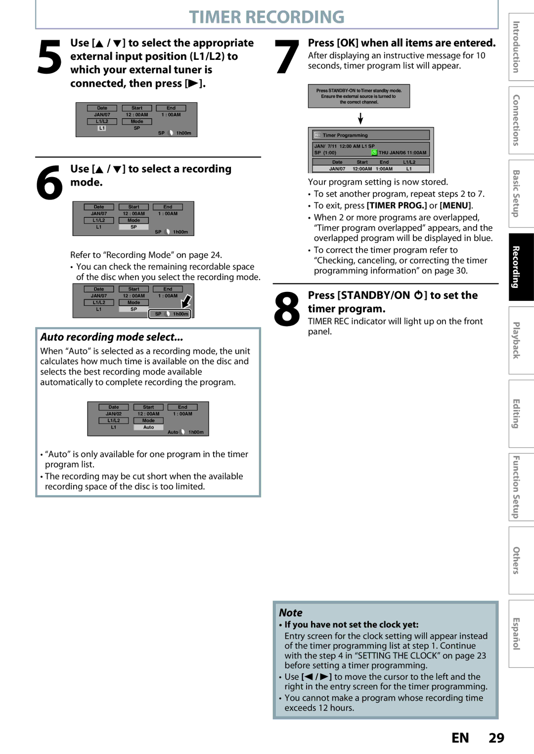 Magnavox ZC320MW8B/F7 Use K / L to select the appropriate, External input position L1/L2 to, Which your external tuner is 