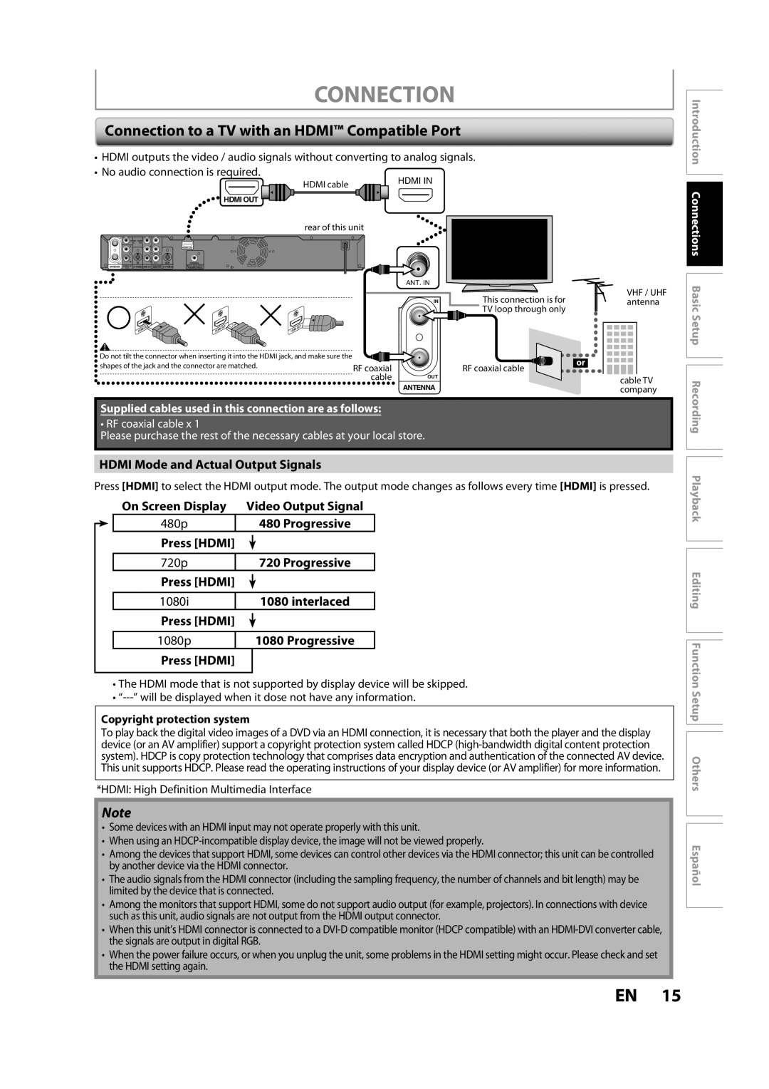 Magnavox ZC357MGX owner manual Connection to a TV with an Hdmi Compatible Port 