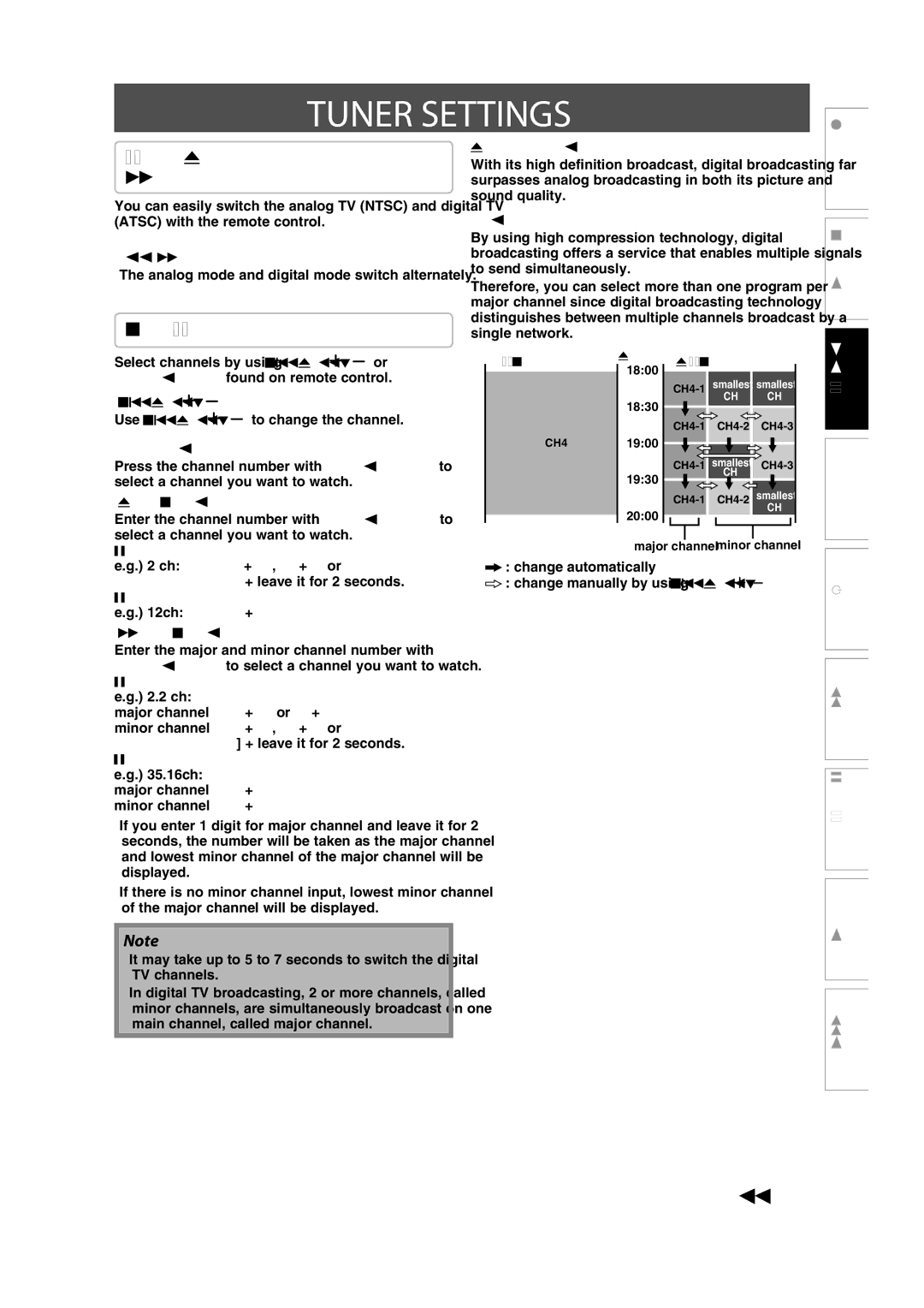 Magnavox ZC357MGX owner manual Tuner Settings, Switching Analog Mode Digital Mode, Channel Selection 