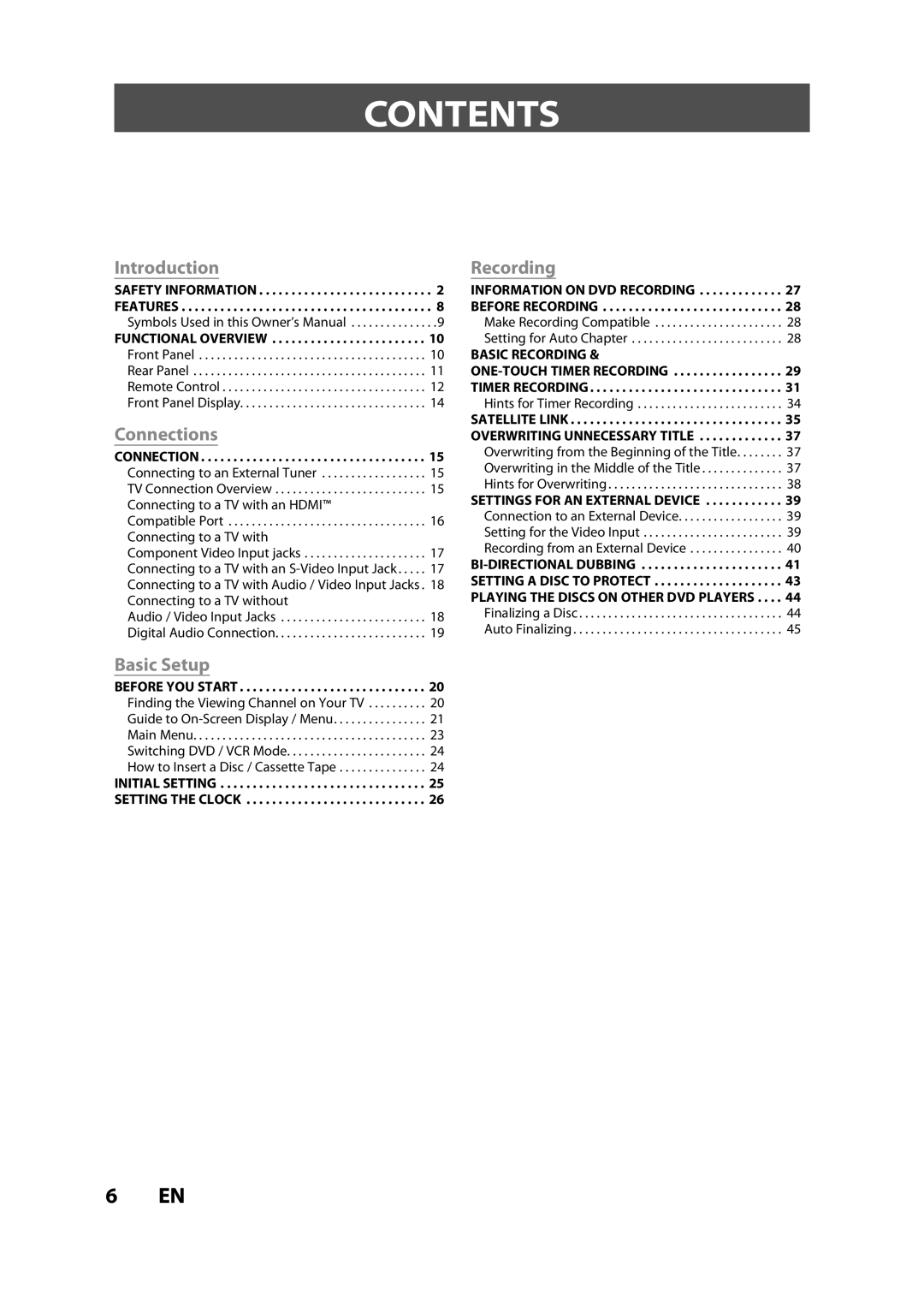 Magnavox ZV427MG9 A owner manual Contents 