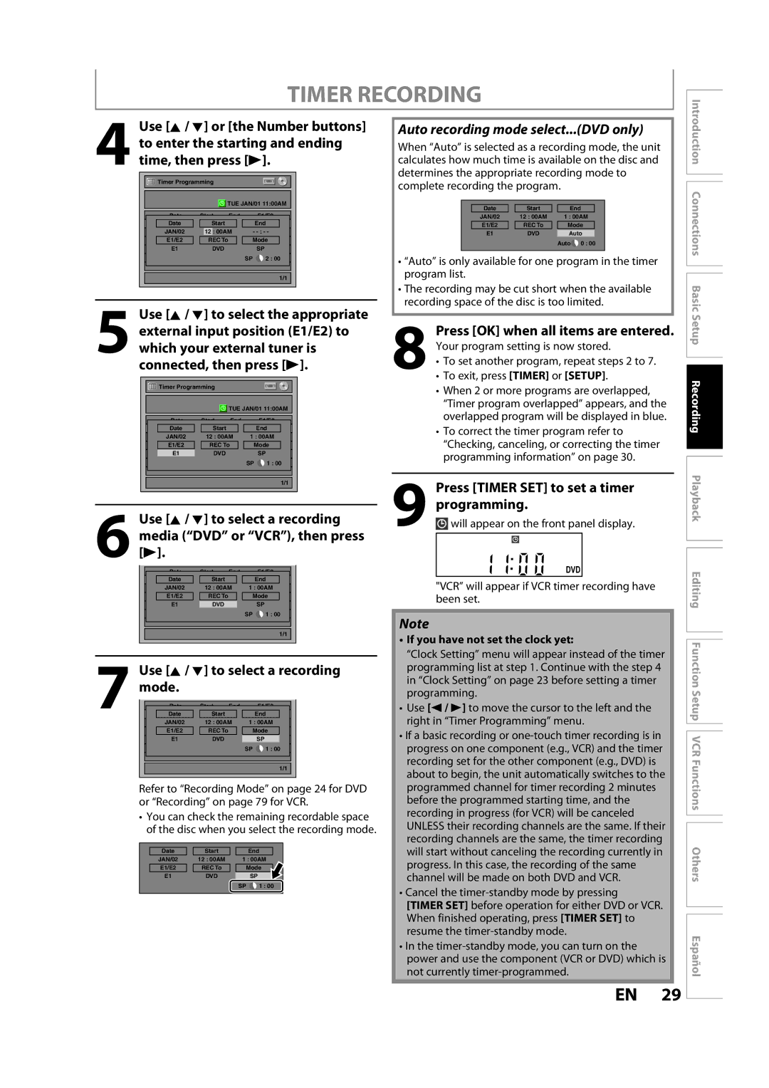 Magnavox ZV427MG9 owner manual Timer Recording, Use K / L to select a recording, Mode, Press OK when all items are entered 