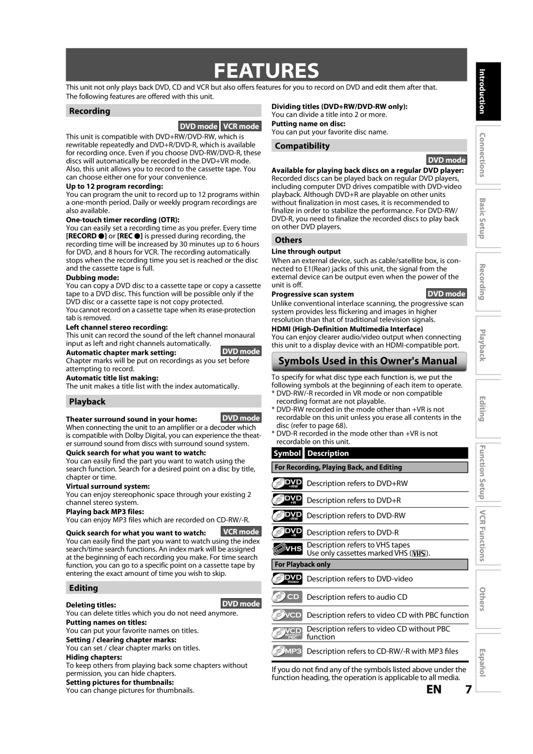 Magnavox ZV427MG9 owner manual Features 