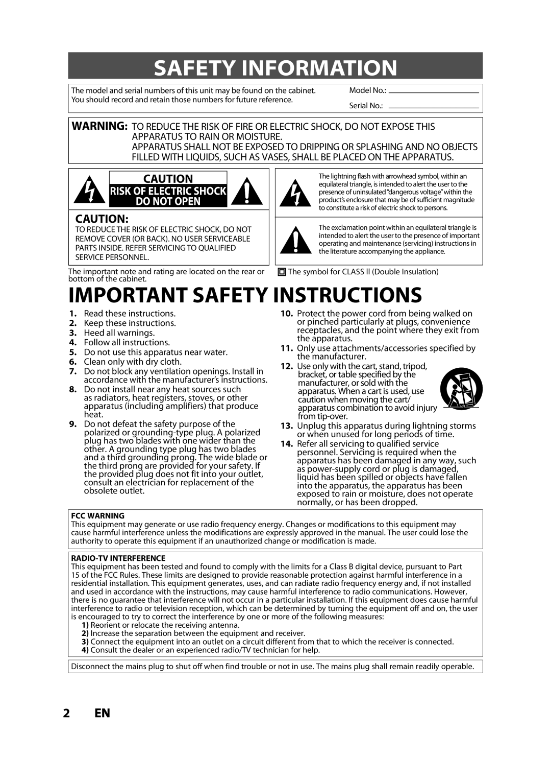 Magnavox ZV427MG9 owner manual Safety Information, Symbol for Class ll Double Insulation 