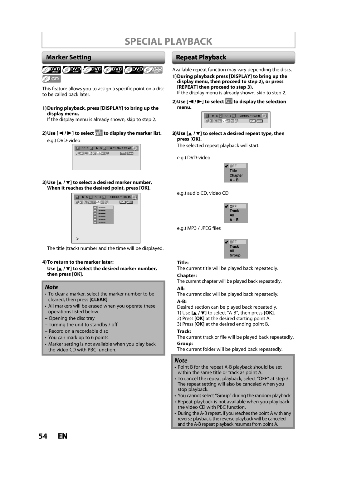 Magnavox ZV427MG9 owner manual Marker Setting 