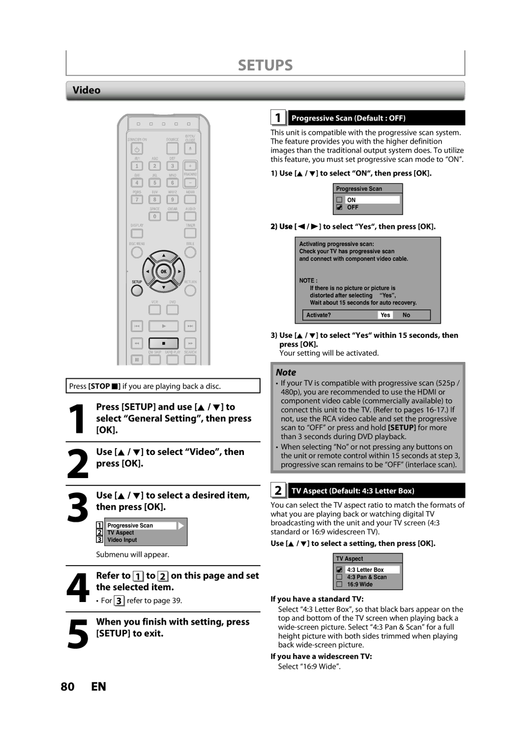 Magnavox ZV427MG9 Use K / L to select Video, then, Refer to On this page and set, When you finish with setting, press 