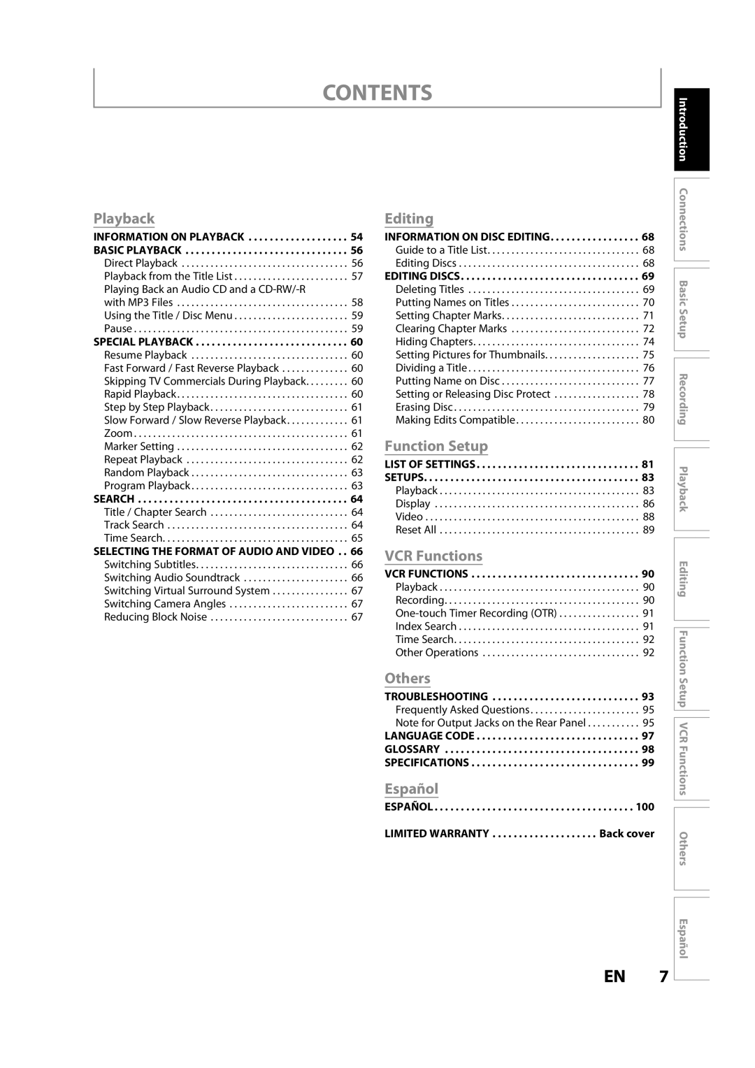 Magnavox ZV450MW8A owner manual Contents 