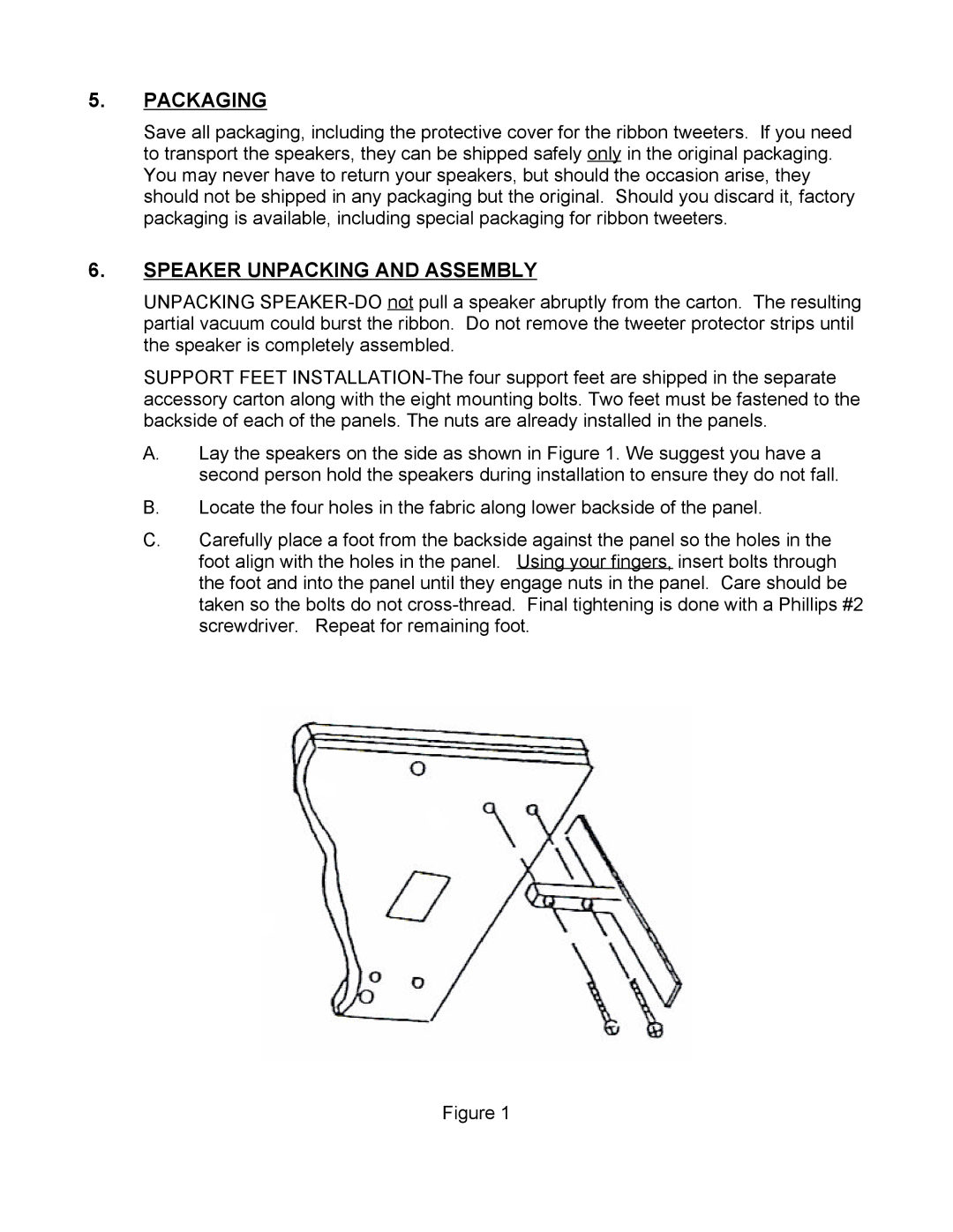 Magnepan MG3.6/R manual Packaging, Speaker Unpacking and Assembly 