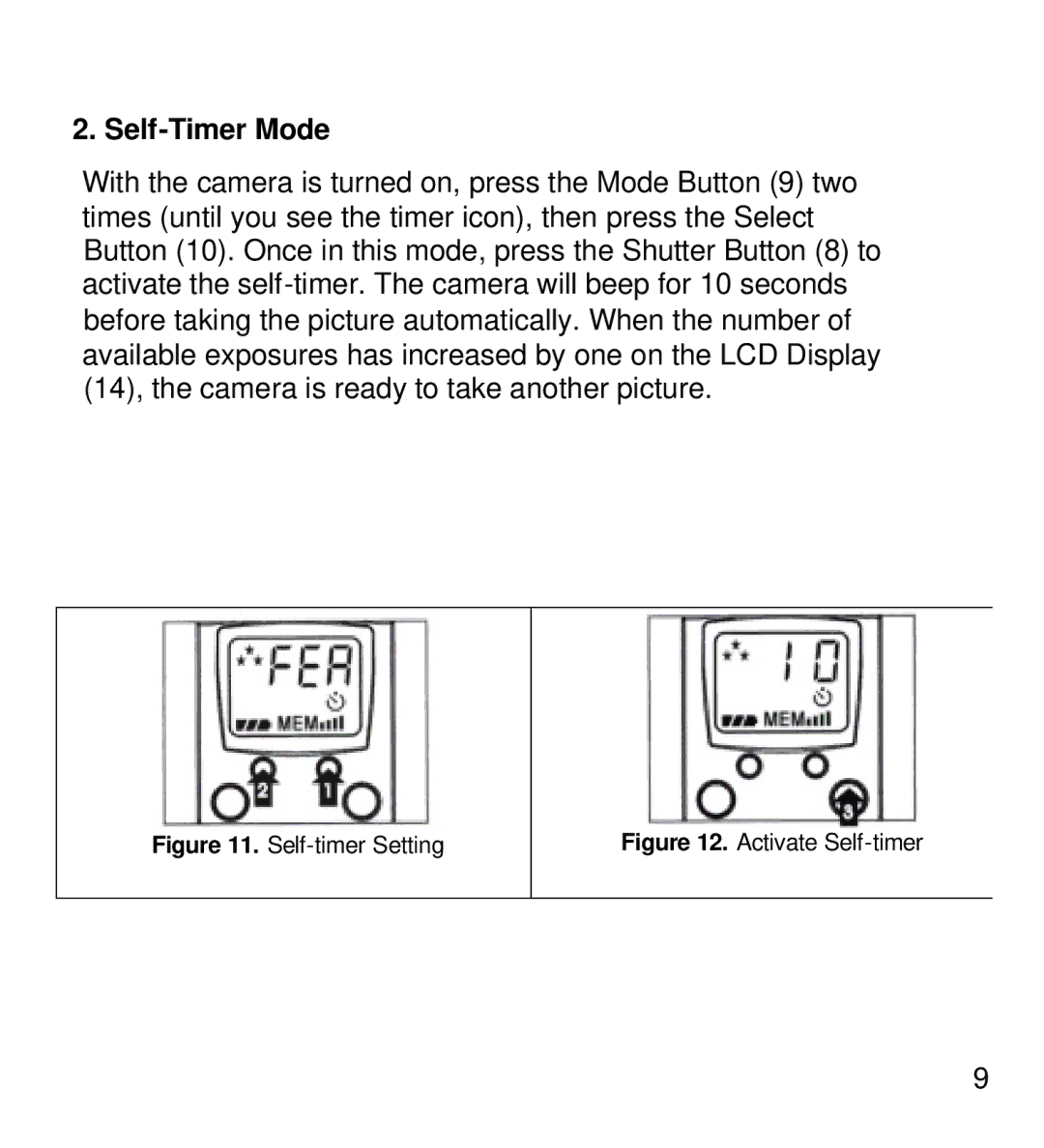 MAGPiX B1380 manual Self-Timer Mode, Self-timer Setting 