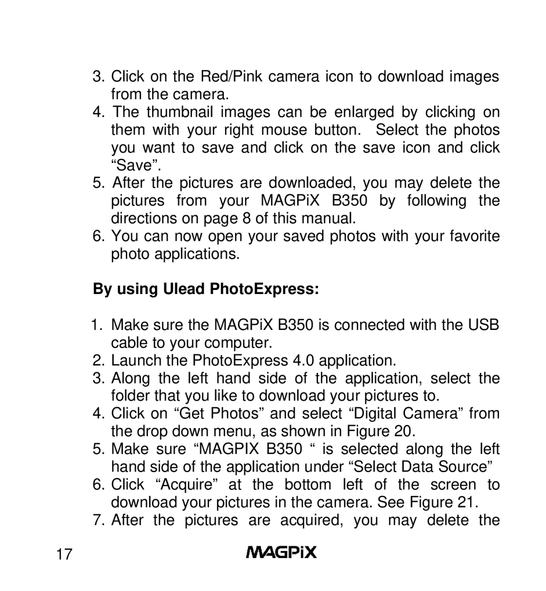 MAGPiX B350 manual By using Ulead PhotoExpress 