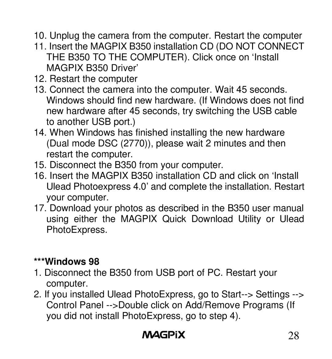 MAGPiX B350 manual Windows 