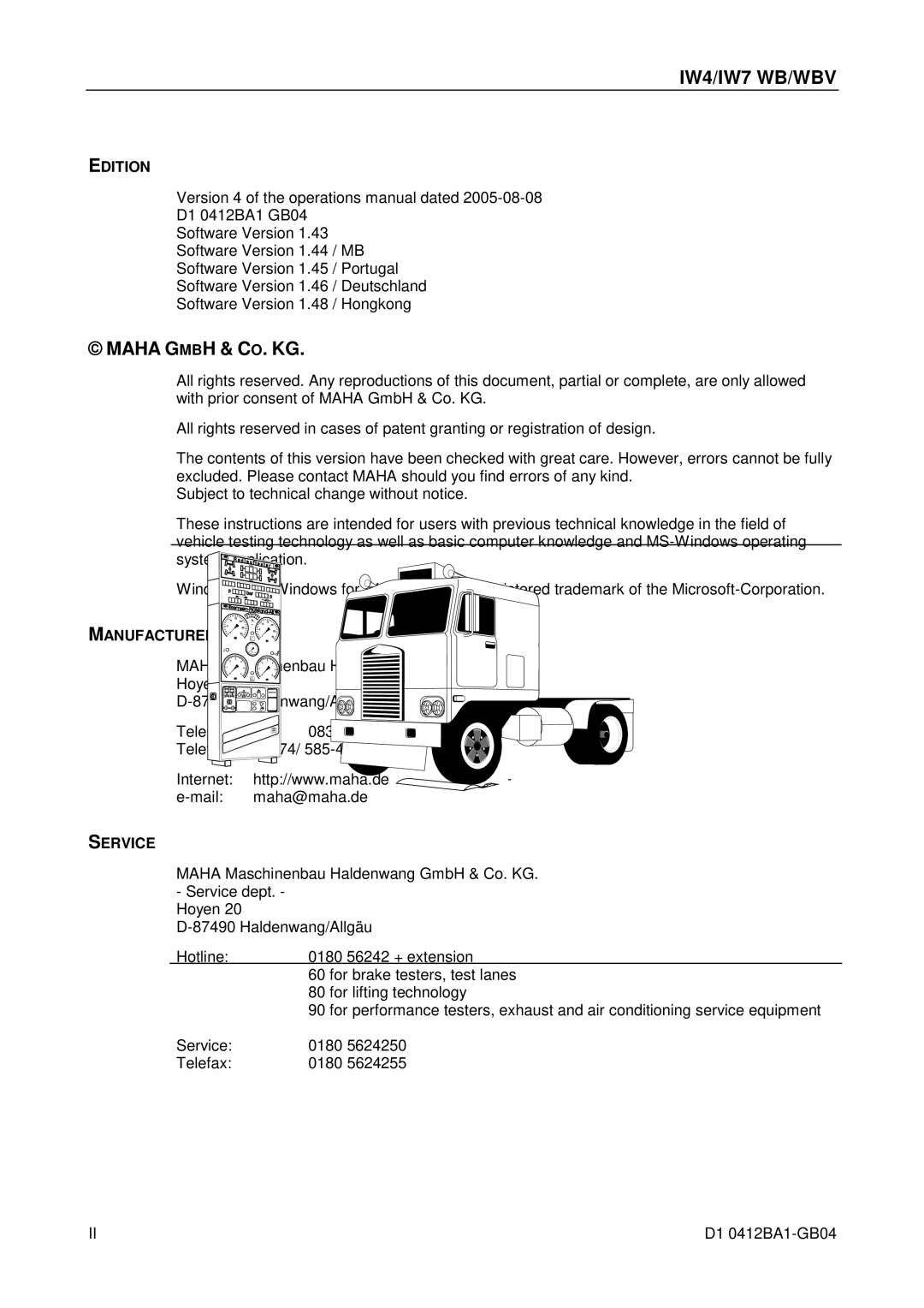 Maha Energy IW7 WB / WBV, IW4 WB / WBV manual IW4/IW7 WB/WBV 