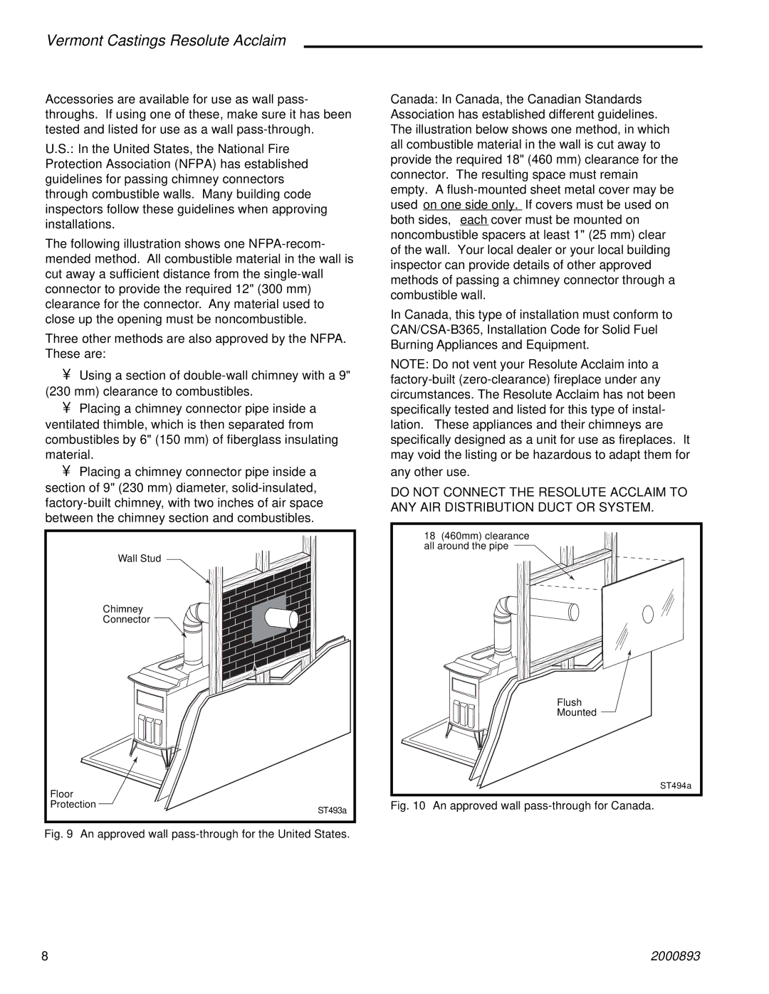 Majestic Appliances 2490 installation instructions An approved wall pass-through for the United States 