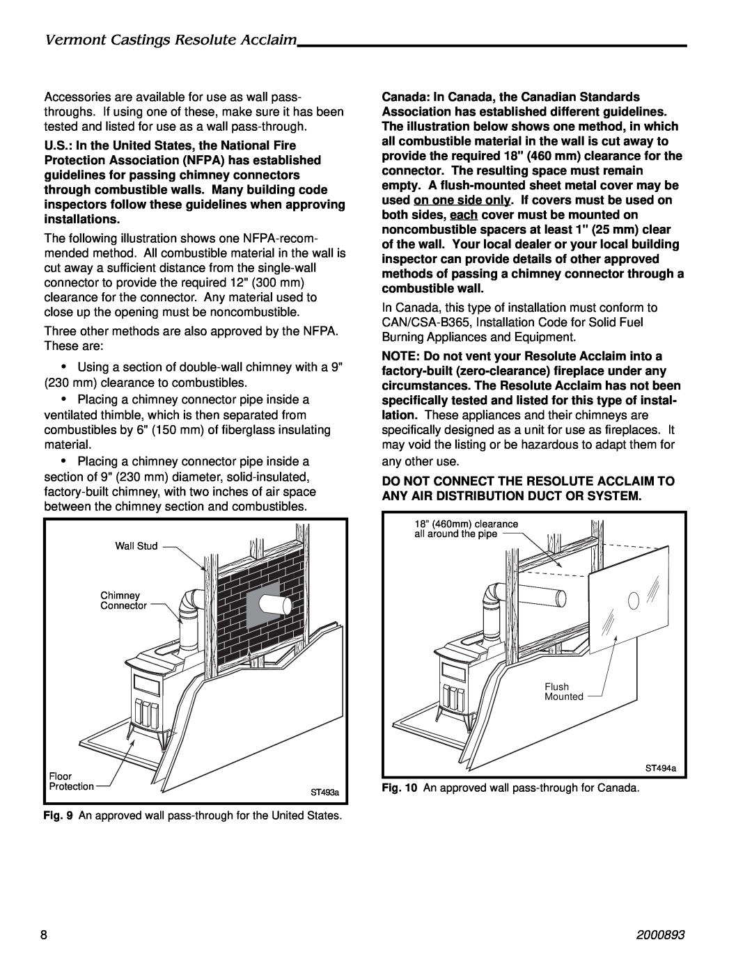 Majestic Appliances 2490 installation instructions Vermont Castings Resolute Acclaim, any other use, 2000893 