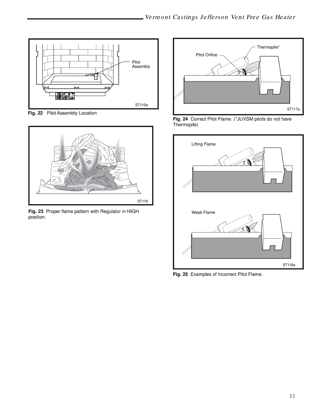 Majestic Appliances 3111, 3112, 3101, 3106, 3097, 3100, 3096, 3102 Correct Pilot Flame. *JUVSM pilots do not have Thermopile 