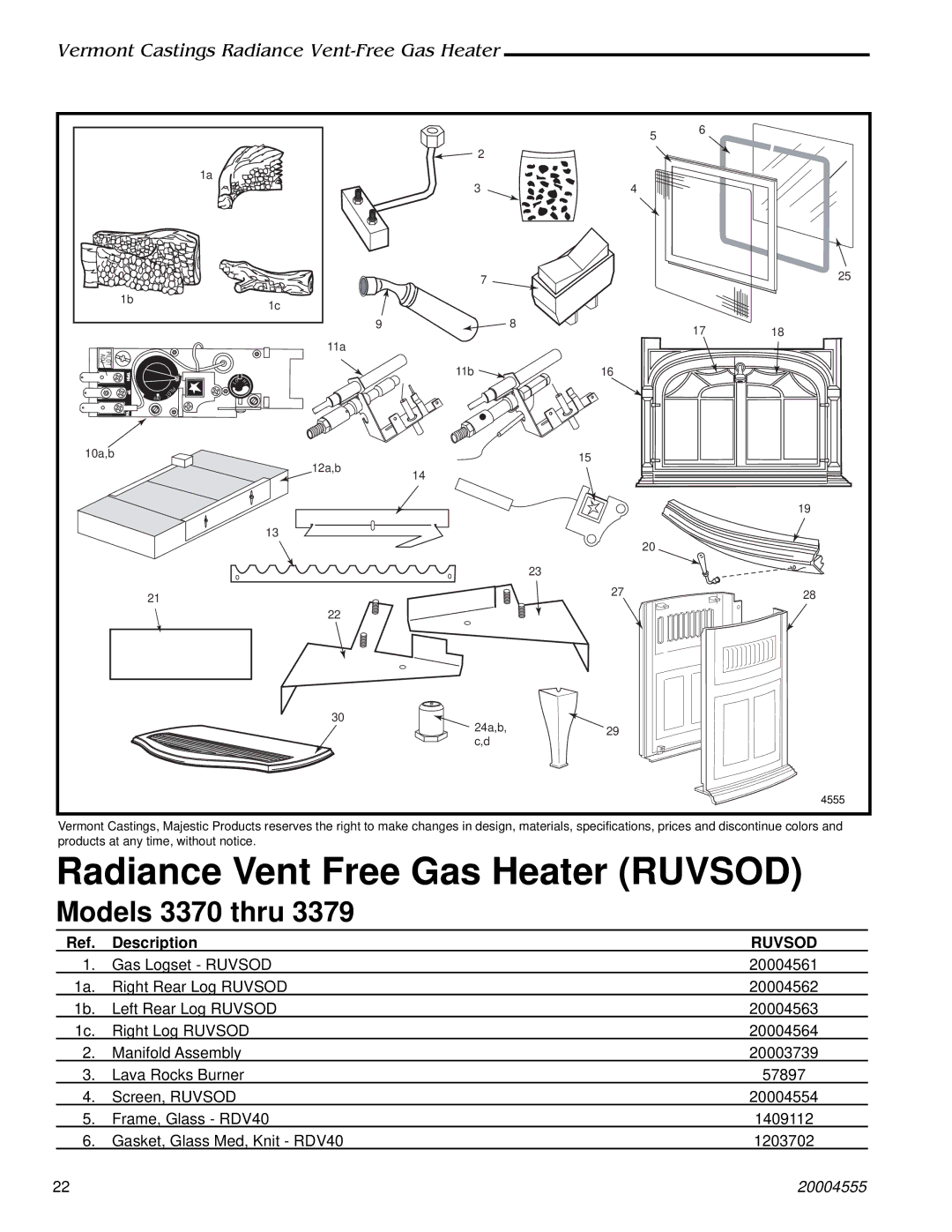 Majestic Appliances 3379, 3378, 3375, 3376, 3377, 3373, 3370, 3374, 3371, 3372 manual Description, Ruvsod 