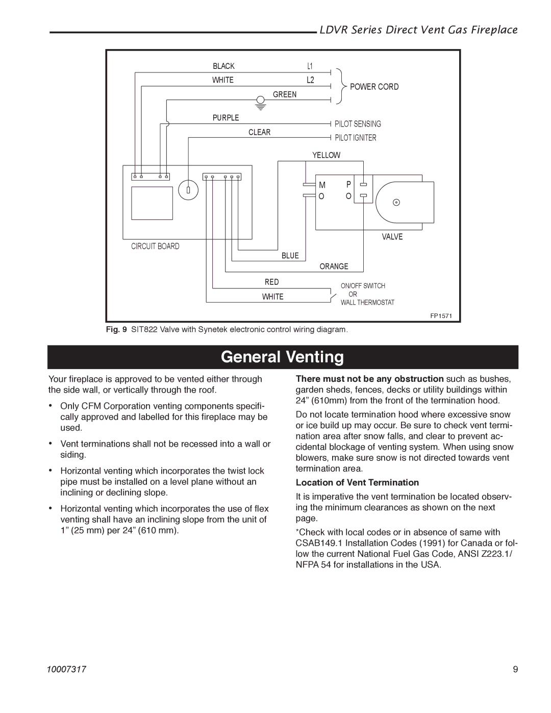 Majestic Appliances 36LDVR, 33LDVR, 39LDVR, 43LDVR installation instructions General Venting, Location of Vent Termination 