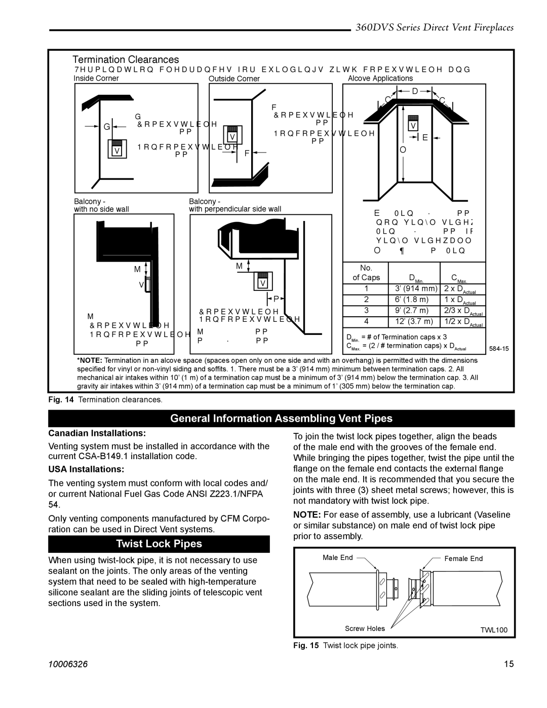 Majestic Appliances 360DVS2, 360DVSR General Information Assembling Vent Pipes, Twist Lock Pipes, Canadian Installations 