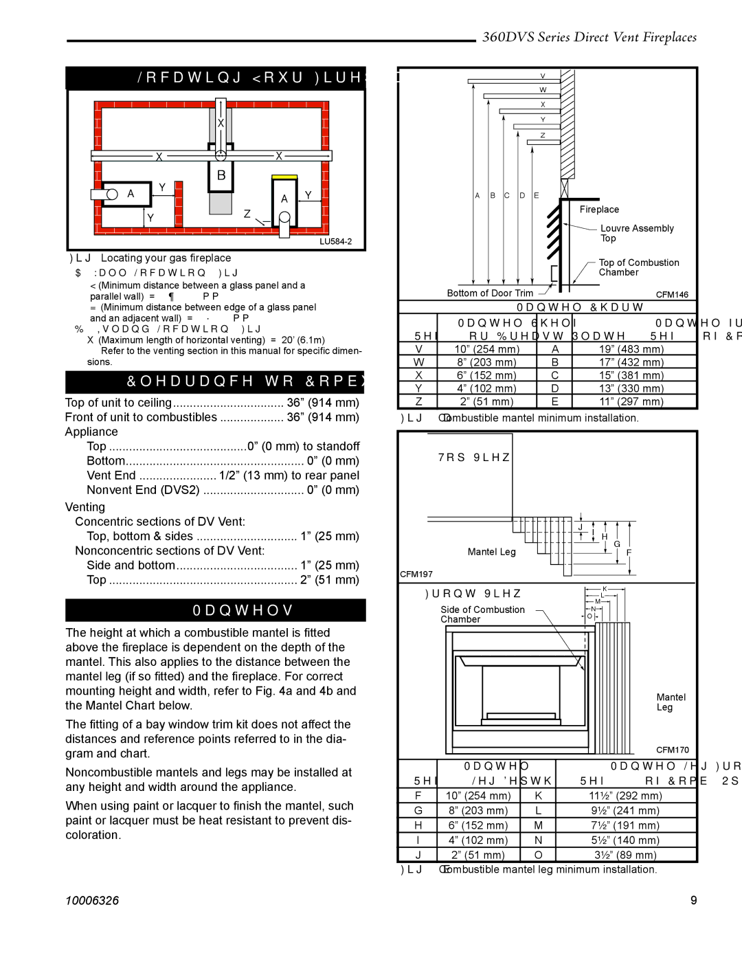 Majestic Appliances 360DVSL, 360DVSR, 360DVS3, 360DVS2 warranty Locating Your Fireplace, Clearance to Combustibles, Mantels 