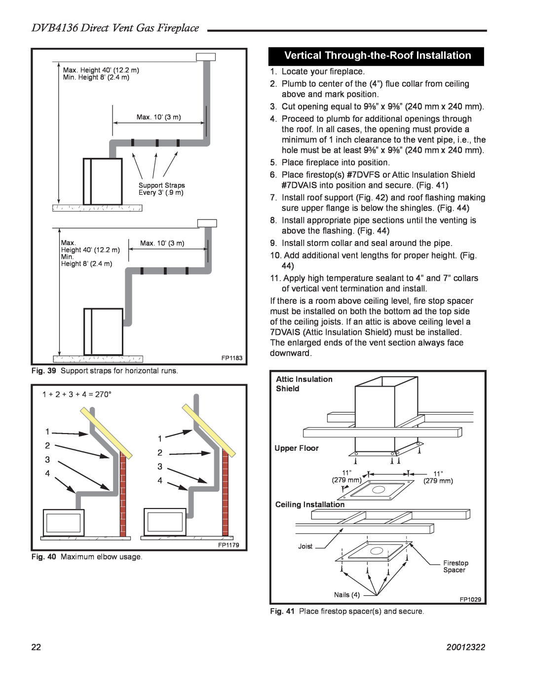 Majestic Appliances manual Vertical Through-the-RoofInstallation, DVB4136 Direct Vent Gas Fireplace, 20012322 