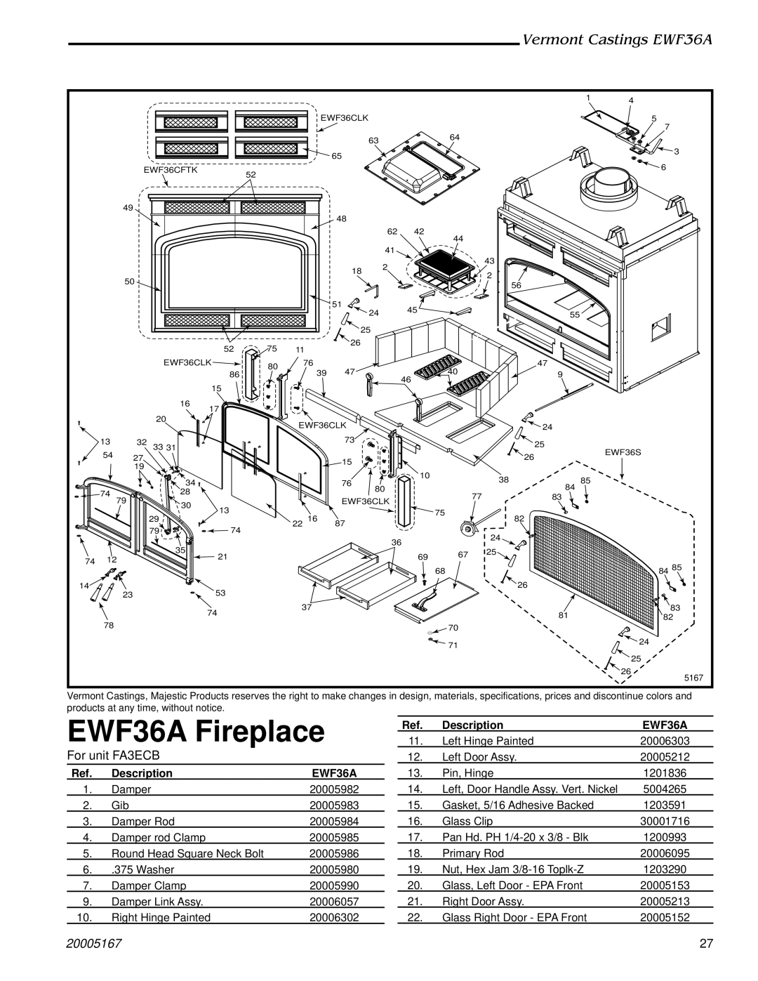 Majestic Appliances installation instructions EWF36A Fireplace 