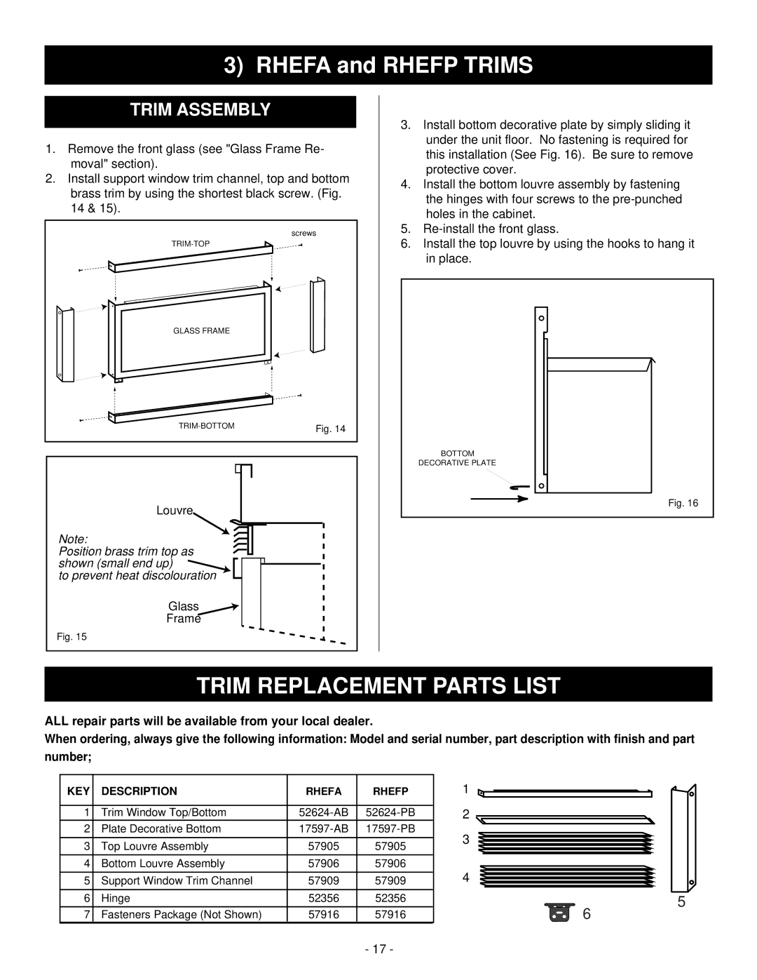 Majestic Appliances HE32EF installation instructions Louvre, Glass Frame 