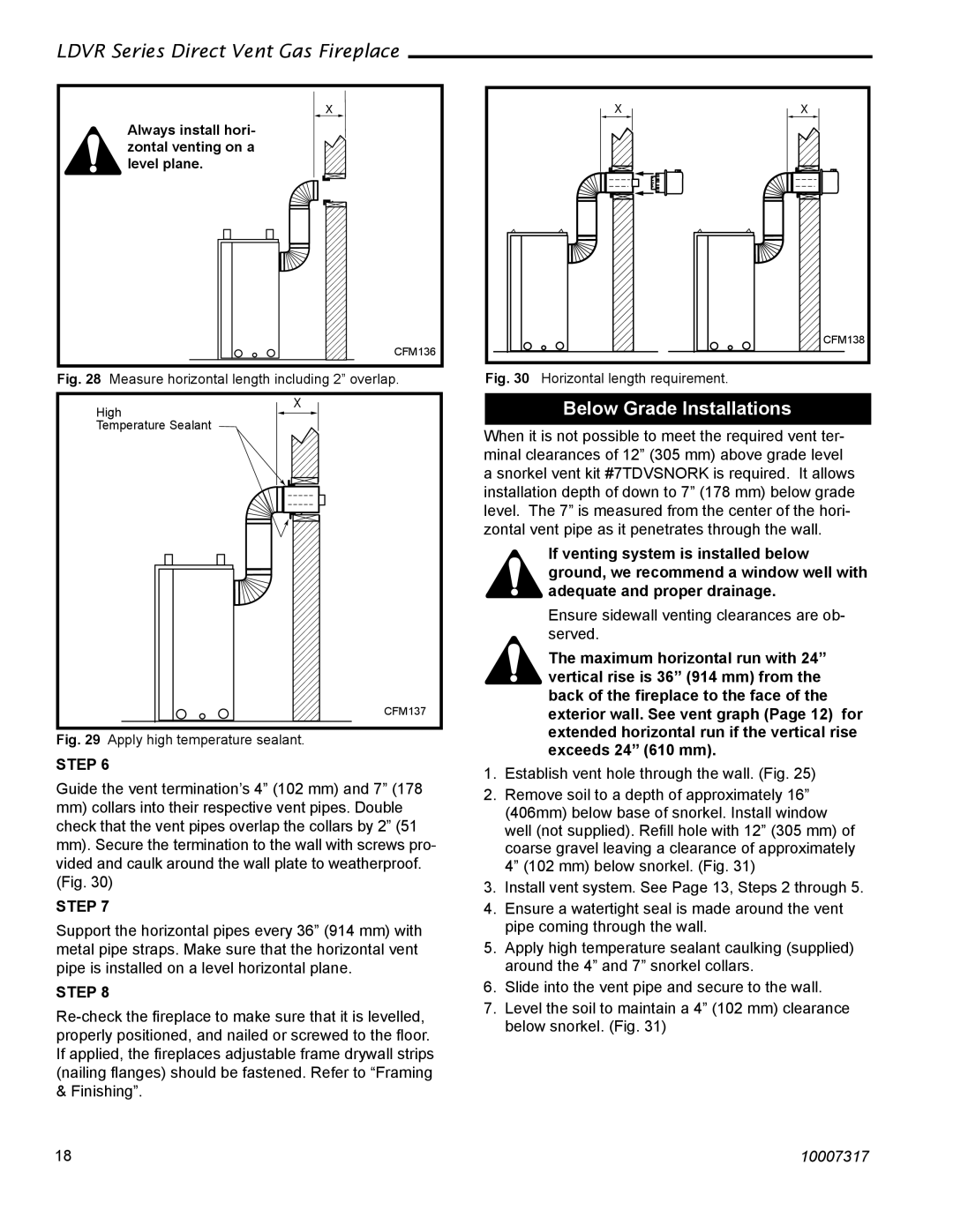 Majestic Appliances LDVR1 Below Grade Installations, Measure horizontal length including 2 overlap 