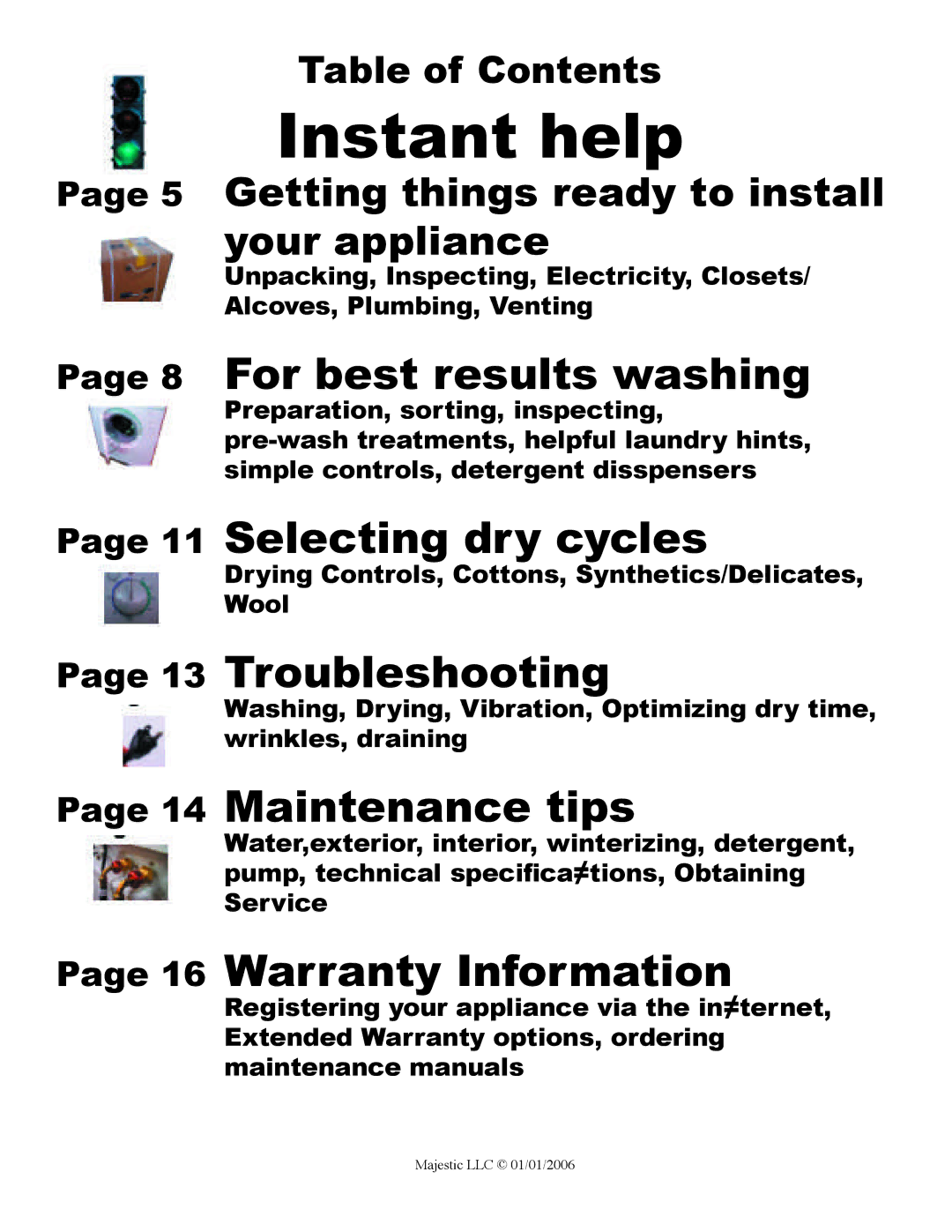 Majestic Appliances MJ-9900 owner manual Instant help, For best results washing 