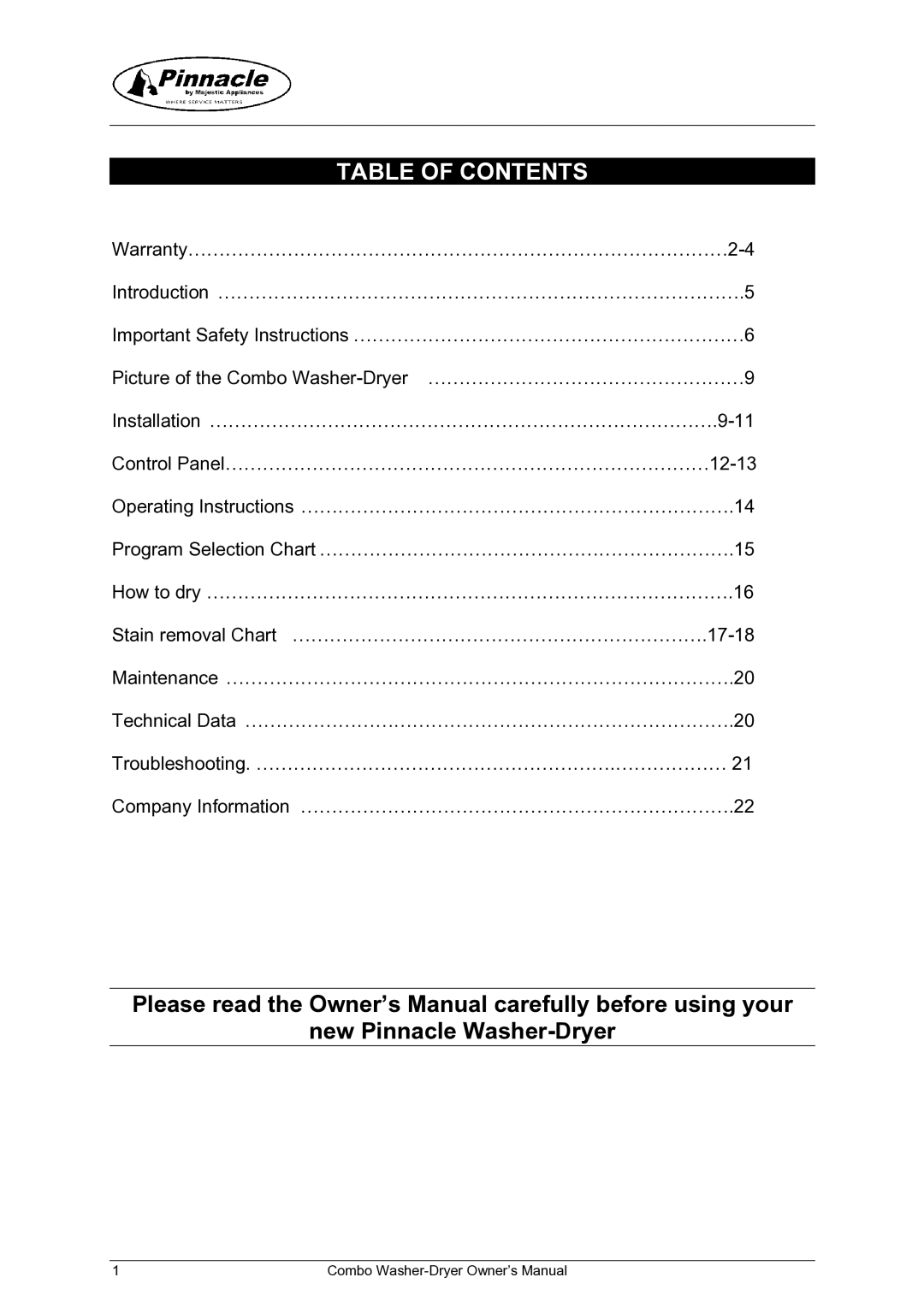 Majestic Appliances mj9050v, MJ9950 owner manual Table of Contents 