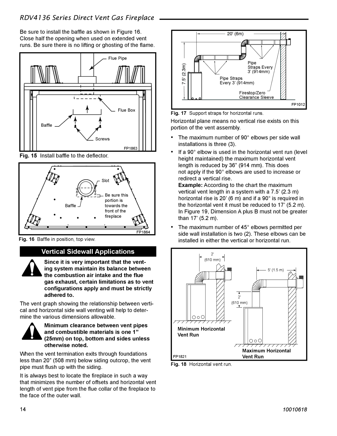 Majestic Appliances RDV4136 installation instructions Vertical Sidewall Applications, Install bafﬂe to the deﬂector 