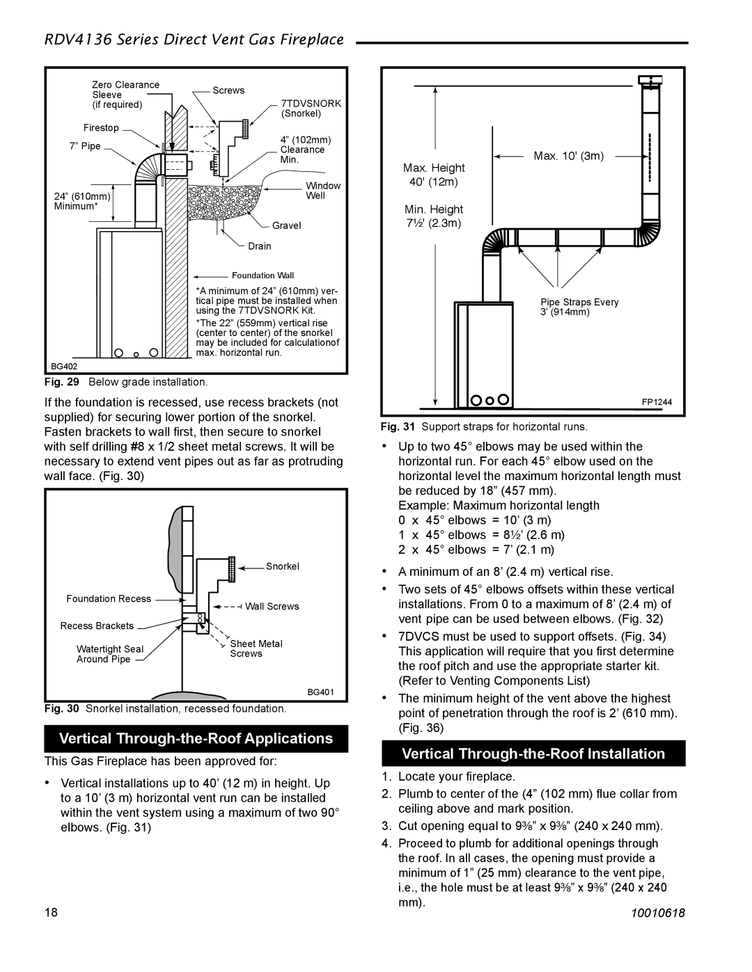 Majestic Appliances RDV4136 Vertical Through-the-Roof Applications, Vertical Through-the-Roof Installation 